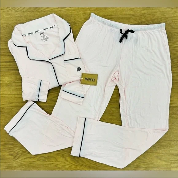 NWT Born Pajama Set Extra Soft Pink/Black Sizes Available S, M, L, XL